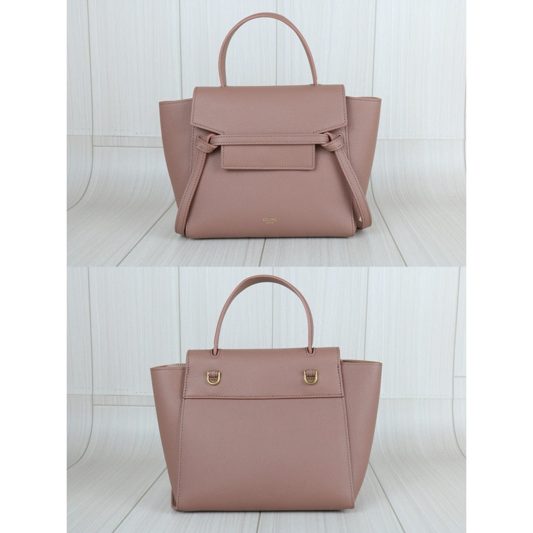 Very Good ( Rank A)｜CELINE Leather Calf Belt Nano Handbag Shoulder Bag Desert Rose｜S25042811