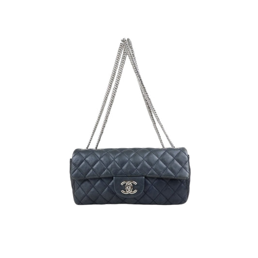 Fair ( Rank B) ｜ CHANEL Calf Leather Flap  Shoulder Bag Dark Blue Made In 2008～2009Year ｜J25060508