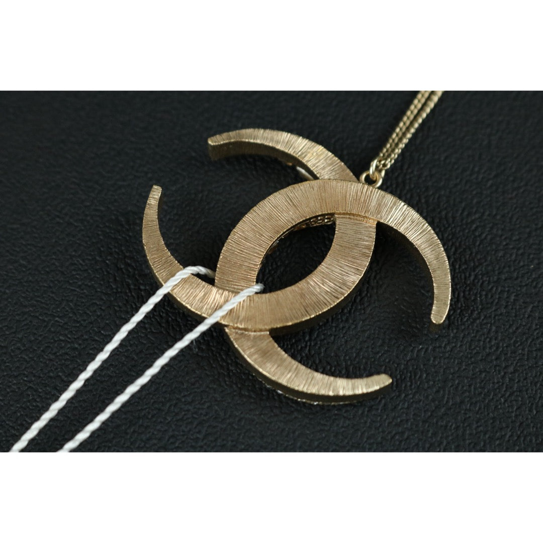 Include Authentic Detective Certificate of Authenticity｜Very Good ( Rank A) ｜CHANEL B15C COCO Mark Rhinestone Golden Necklace  Made In 2015Year｜S26050709