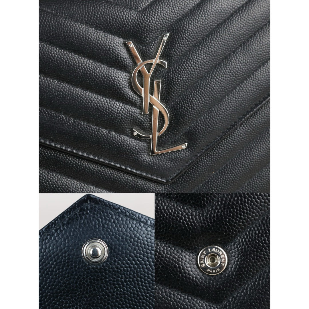 Very Good ( Rank A)｜Saint Laurent YSL Caviar Skin Shoulder Bag Black｜S25060303