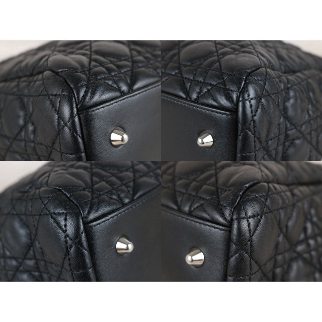 Include Entrupy Certificate of Authenticity｜Good ( Rank AB)｜  Dior Lamb Skin Large Lady Dior Tote Bag Black ｜S26053001