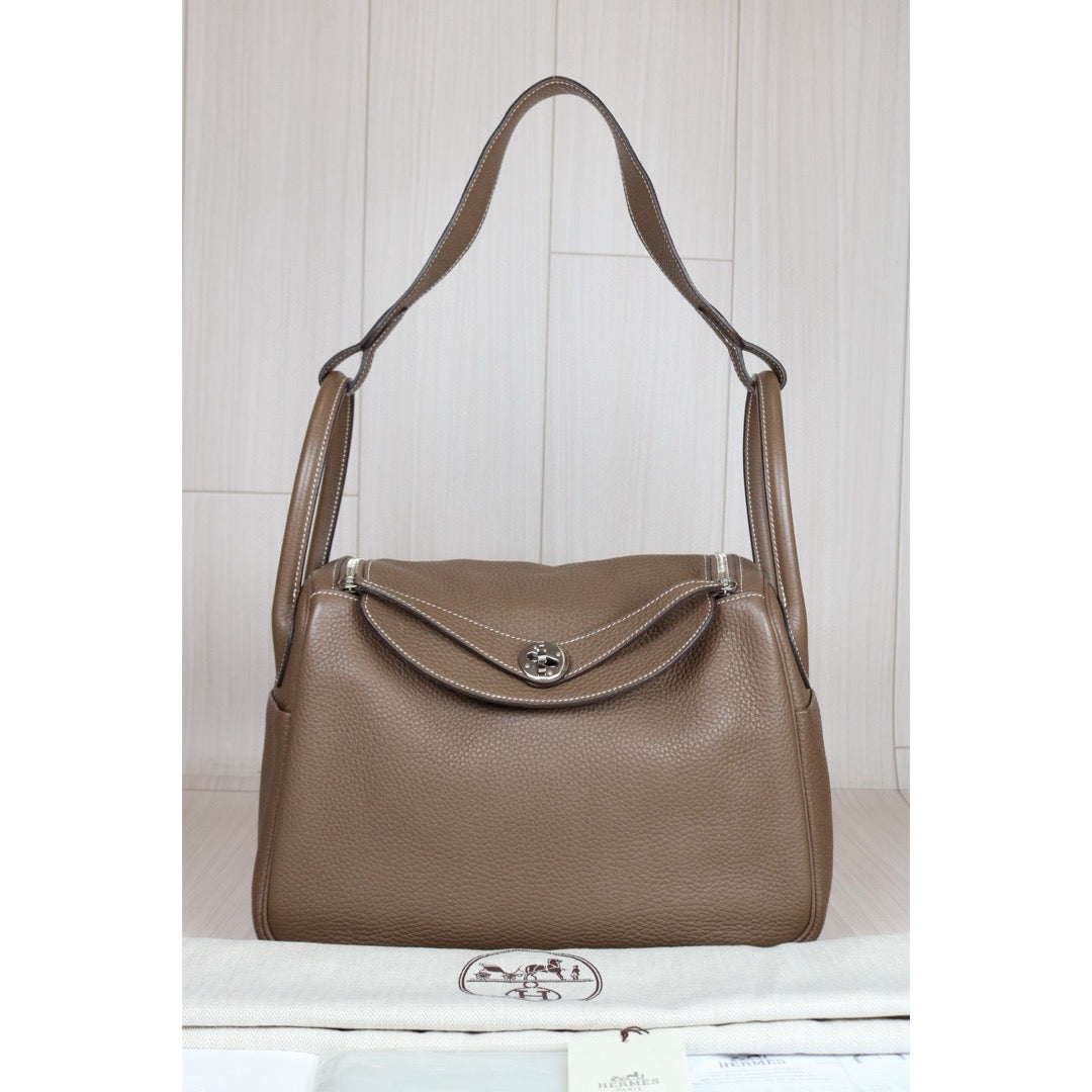 Very Good ( Rank A)｜ Hermes Lindy 30 TC Leather Silver Hardware Shoulder Bag X stamp  ｜S24072105