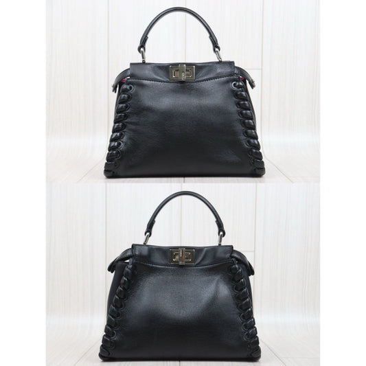 Include Entrupy Certificate of Authenticity｜Fair ( Rank B) ｜ FENDI Calf Leather Peekapoo iconic mini Handbag With Shoulder Bag Black｜H25063013