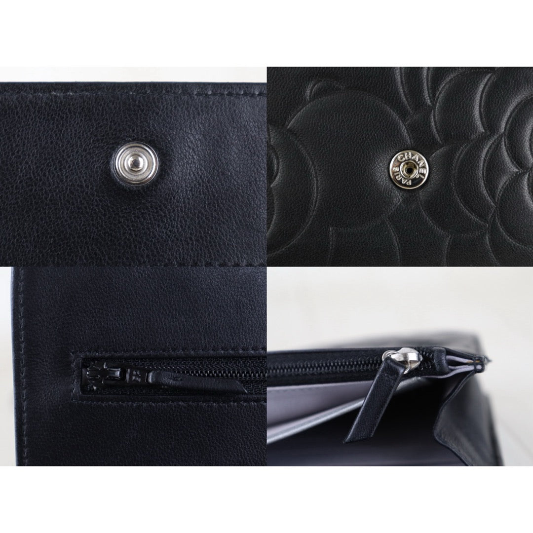 Include Entrupy Certificate of Authenticity｜Good ( Rank AB)｜CHANEL Lamb Skin Camellia WOC Chain Bag Black  Made In 2012 Year｜S26090730