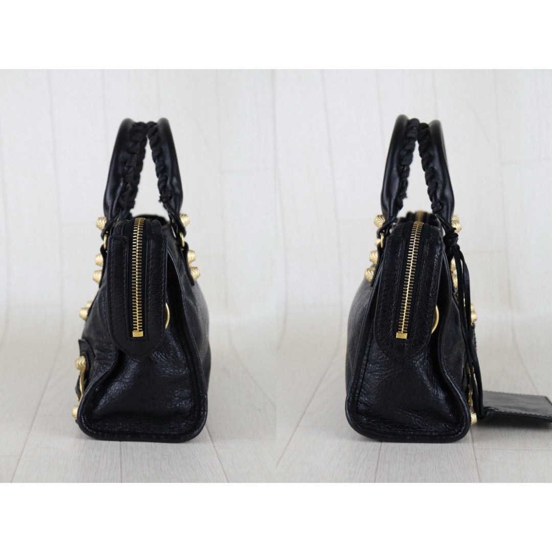 Very Good ( Rank A)｜Balenciaga Goatskin  Edge Classic City PM Black HandBag Shoulder Bag Current Model ｜S26020401