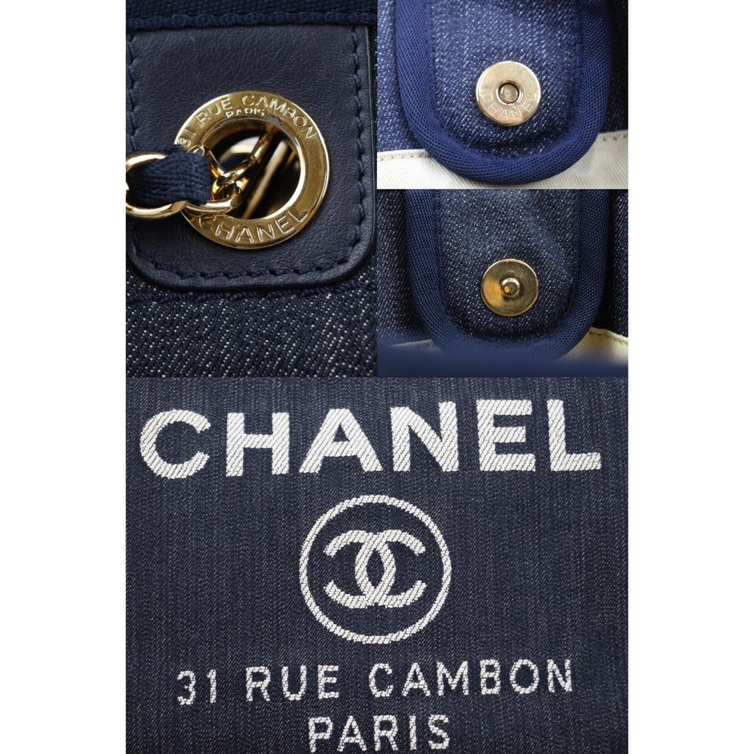 Rank A ｜ CHANEL Canvas Tote Bag Navy Small｜24012520