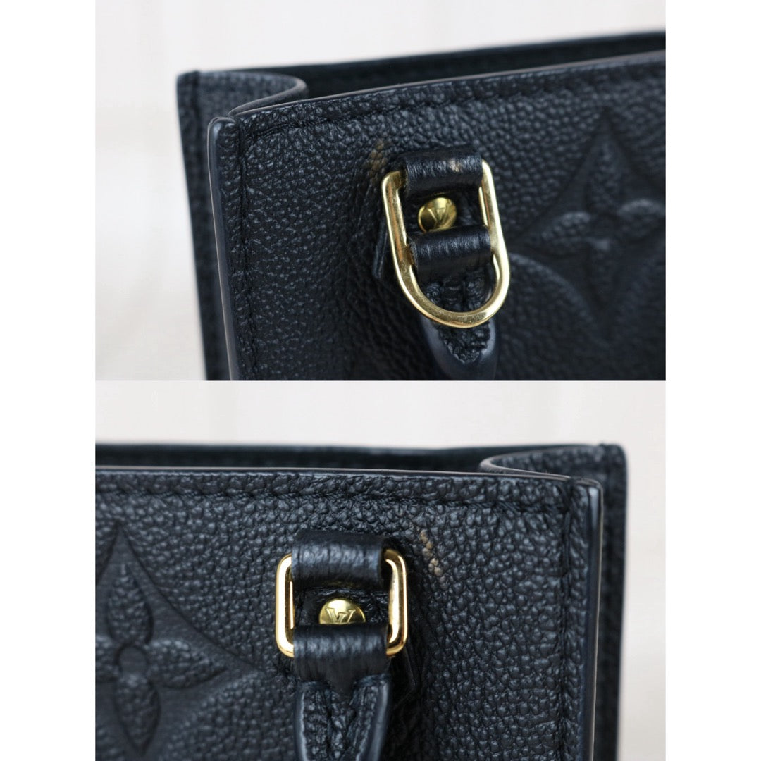Include Entrupy Certificate of Authenticity｜Very Good ( Rank A)｜Louis Vuitton Monogram Empreinte Petit Sac Plat MINI Tote Bag Shoulder Bag Black IC Chips Model｜S26053006
