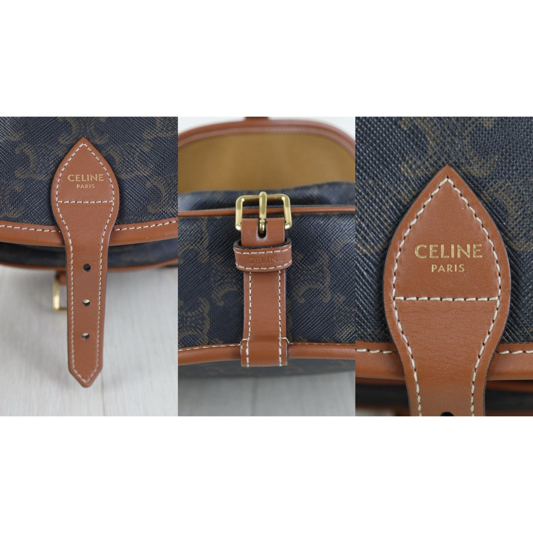 Include Entrupy Certificate of Authenticity｜Good ( Rank AB) ｜ CELINE Macadam Triomphe Cross Body Shoulder Bag Current Model｜S26090729