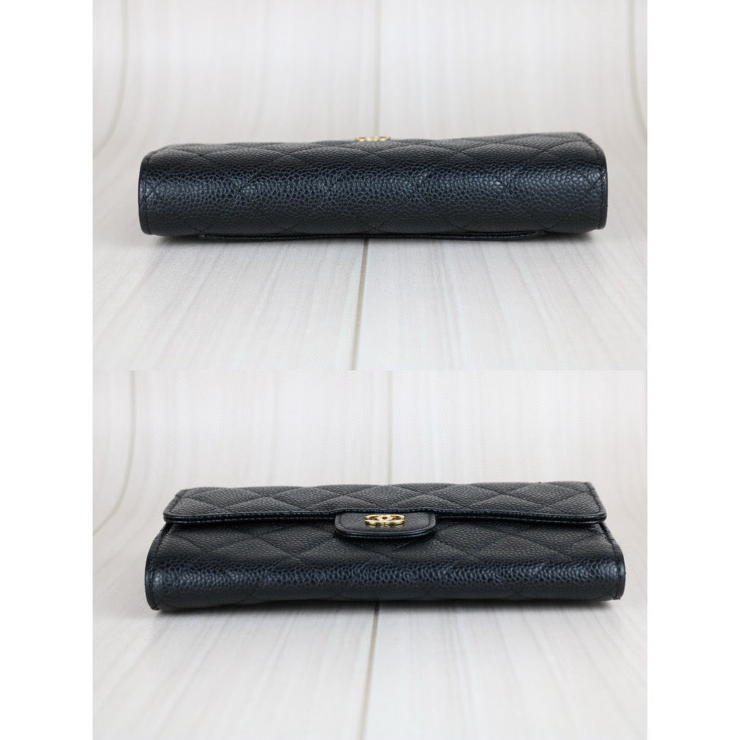 Very Good ( Rank A) ｜CHANEL Caviar Skin Black Long Wallet Made In 2014-2015 Year｜S24111503