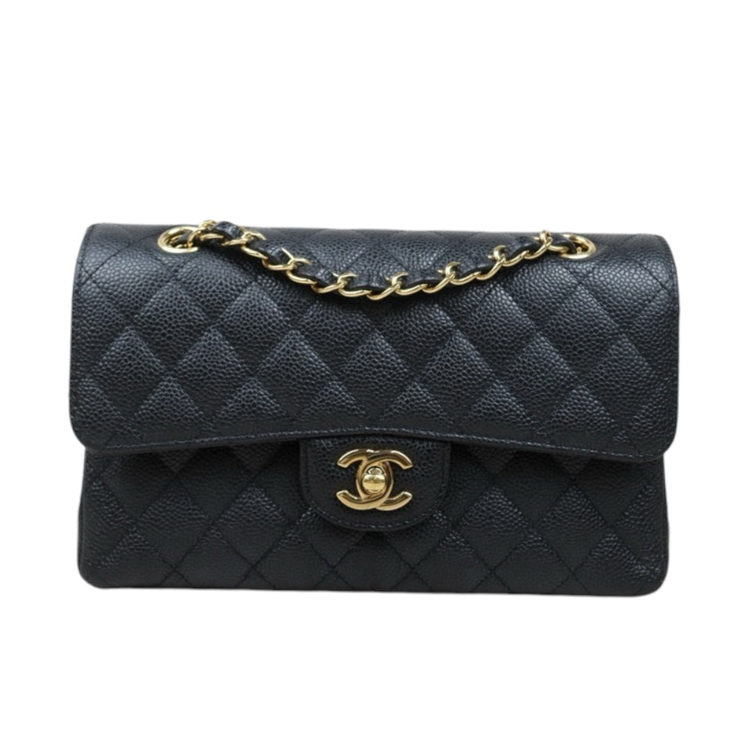 Excellent（Rank SA）｜ CHANEL Caviar Skin Matrasse Double Flap 23 Shoulder Bag Black Made In 2020 Year  ｜S25012703
