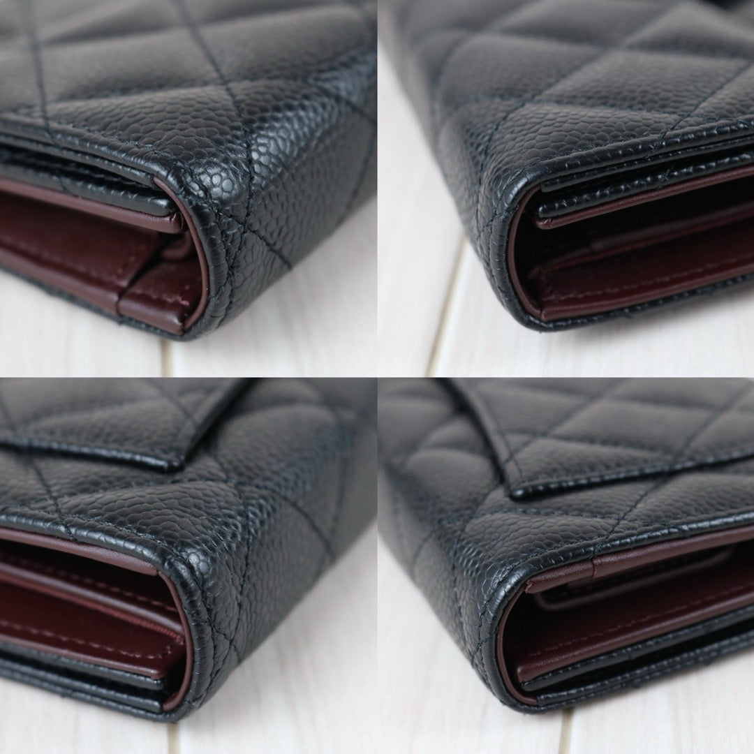 Include Entrupy Certificate of Authenticity｜Very Good ( Rank A)｜CHANEL Caviar Skin Black Long Wallet Made In 2016-2017Year｜X26041306