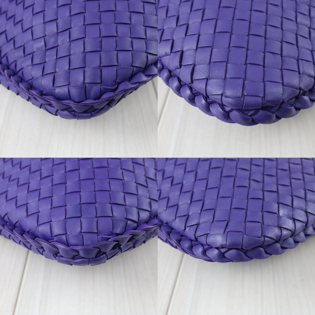 Include Entrupy Certificate of Authenticity｜Very Good ( Rank A)｜ Bottega Veneta Lamb Skin Braid Shoulder Bag Dark Purple｜S26041304