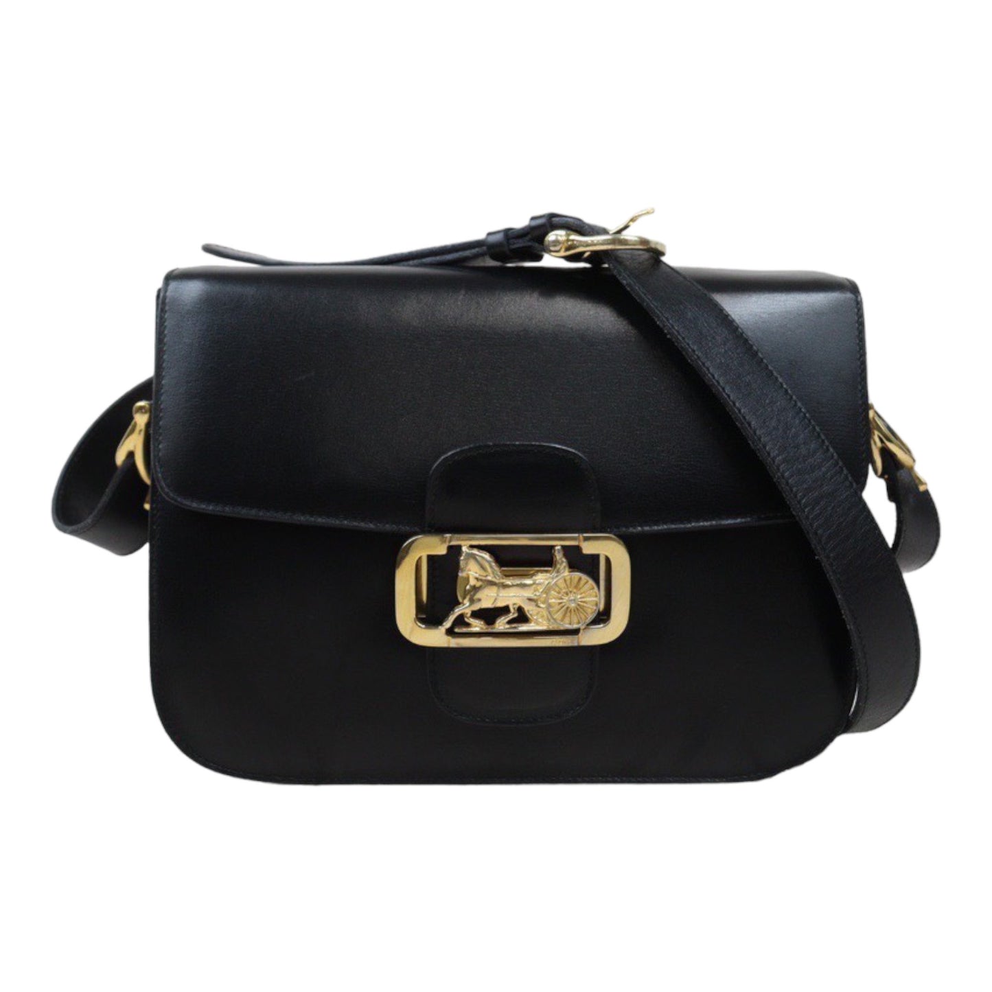 Rank AB｜ CELINE Vintage Box Calf Leather Shoulder Bag Black｜24042912