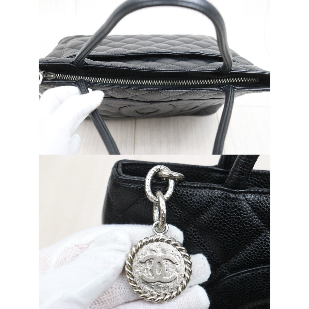 Include Entrupy Certificate of Authenticity｜Good ( Rank AB)｜ CHANEL Caviar Skin Calf Leather Tote Bag Black Made In 2000～2002Year｜26022001