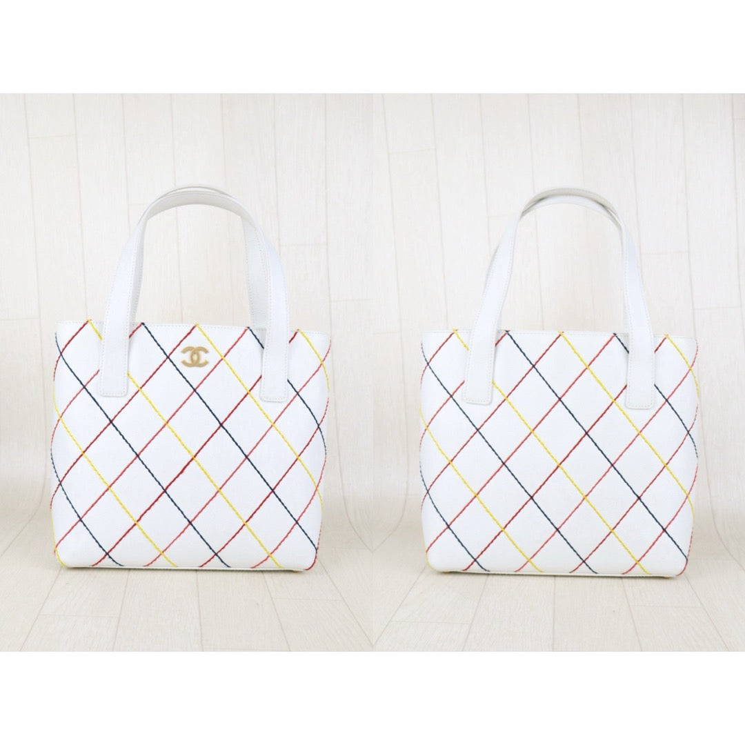 Good ( Rank AB)｜Full Set CHANEL Calf Leather Wild Ditch Hand Bag White Made In 2003～2004Year｜H25090813