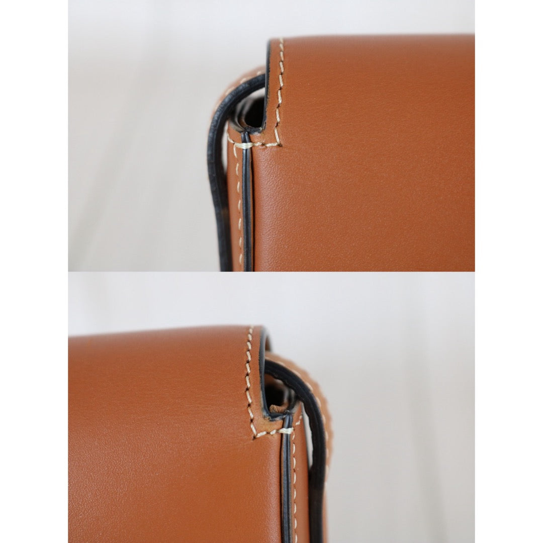 Very Good ( Rank A)｜CELINE Calf Leather Triomphe Caramel Shoulder Bag Golden Hardware｜S25112908