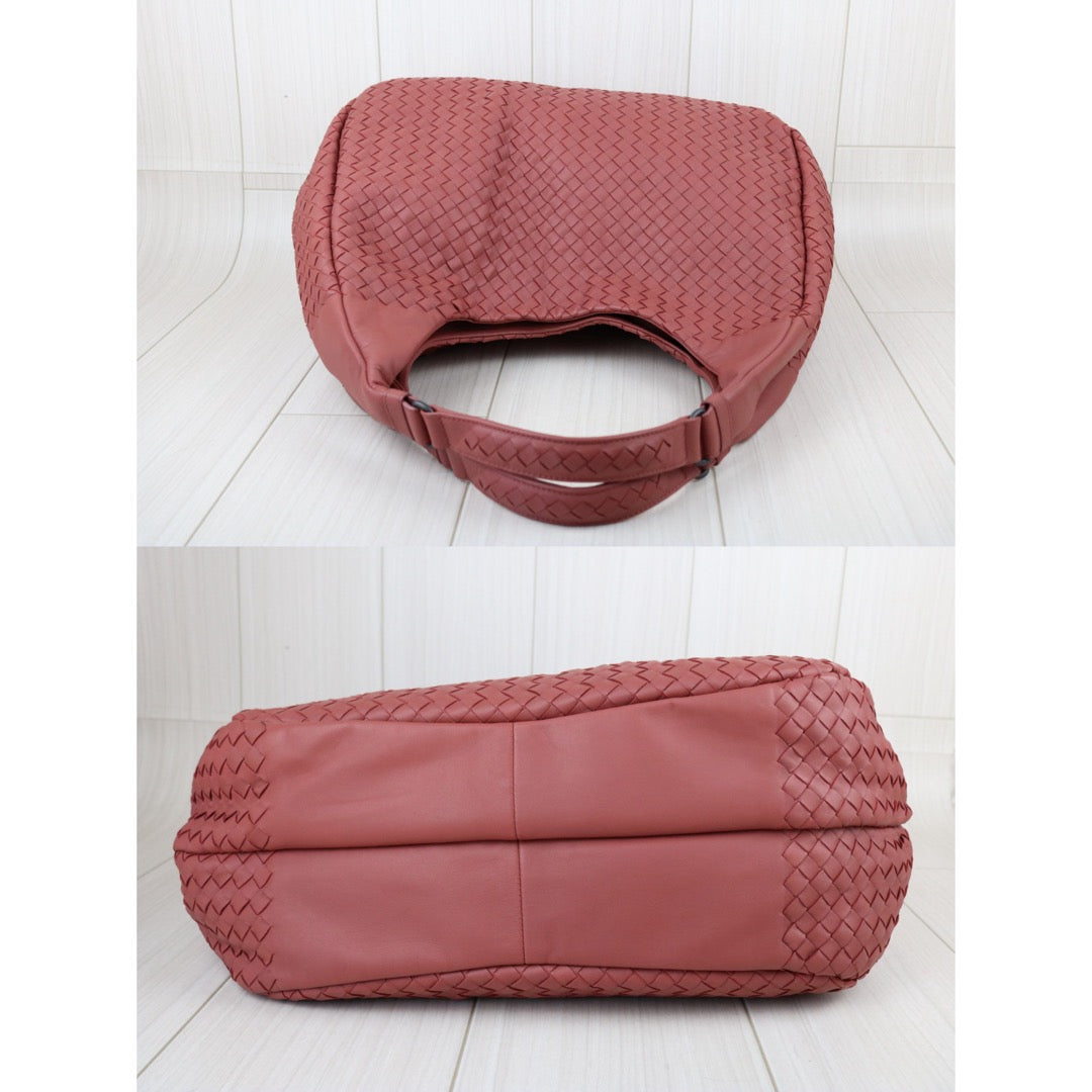 Include Entrupy Certificate of Authenticity｜Very Good ( Rank A)｜ Bottega Veneta Lamb Skin Intrecciato Campana Shoulder Bag  Dusty Rose｜X26091002