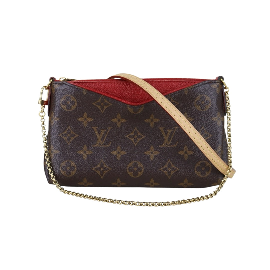 Include Entrupy Certificate of Authenticity｜Very Good ( Rank A)｜ Louis Vuitton Monogram  Mini Pallas Cluth With Shoulder Bag Red｜S26060130