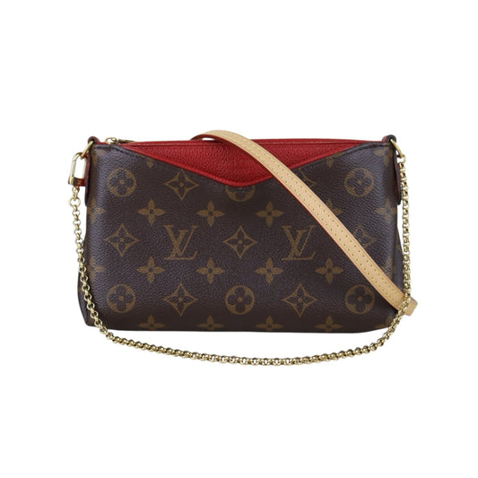 Include Entrupy Certificate of Authenticity｜Very Good ( Rank A)｜ Louis Vuitton Monogram  Mini Pallas Cluth With Shoulder Bag Red｜S26060130