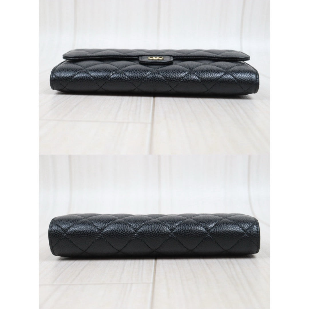 Good ( Rank AB) ｜CHANEL Caviar Skin Black Long Wallet Made In 2016-2017Year｜25122205
