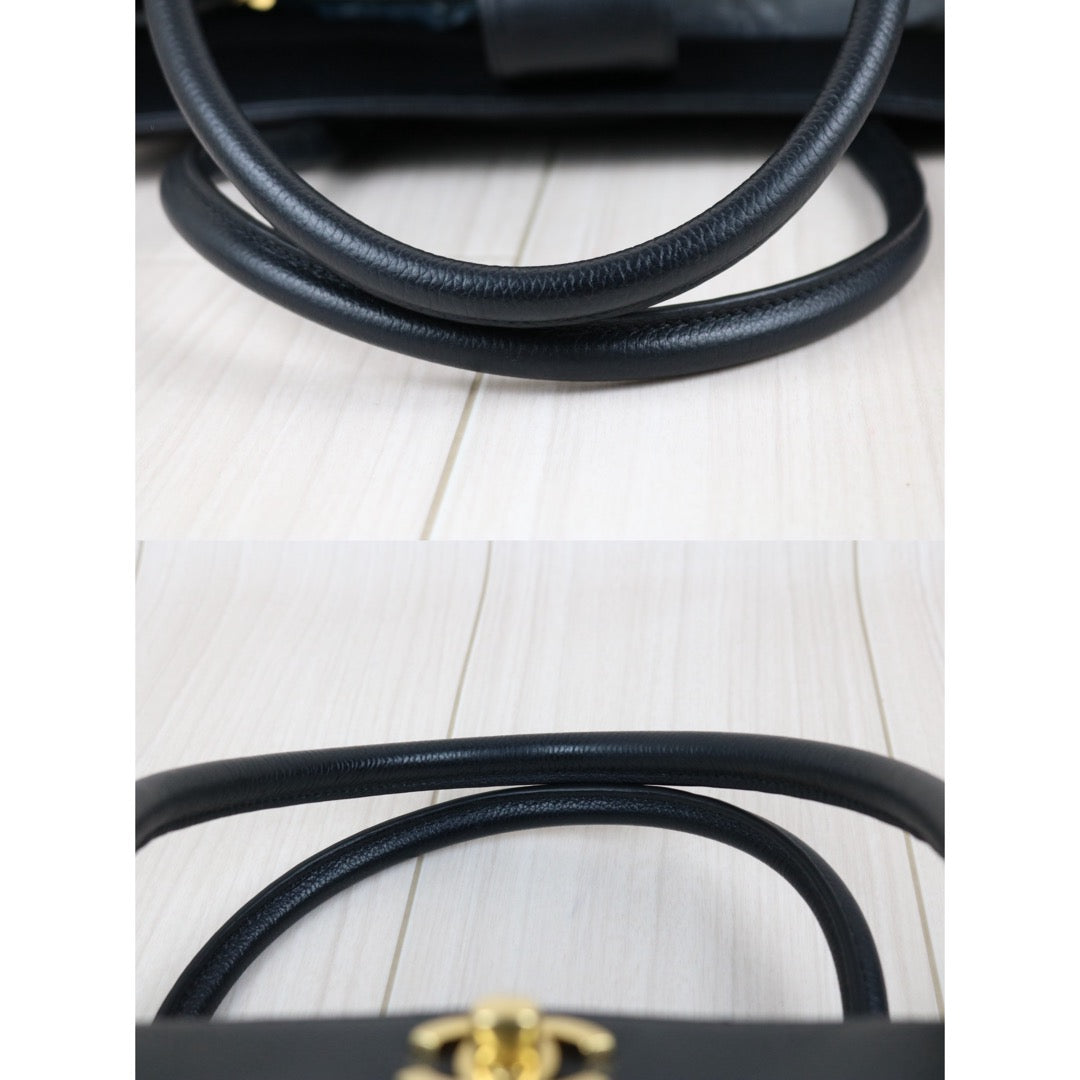 Include Entrupy Certificate of Authenticity｜Good ( Rank AB)｜ CHANEL Matrasse Caviar Skin Black Cerf Tote 35 Shoulder Bag Made In 2013-2014 Year｜S26101105