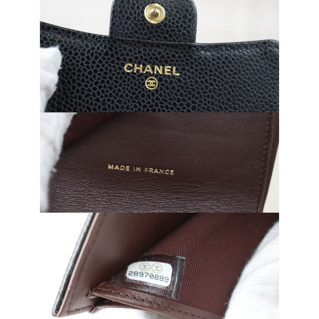 Very Good ( Rank A)｜Chanel Caviar Skin Black Wallet｜24080914