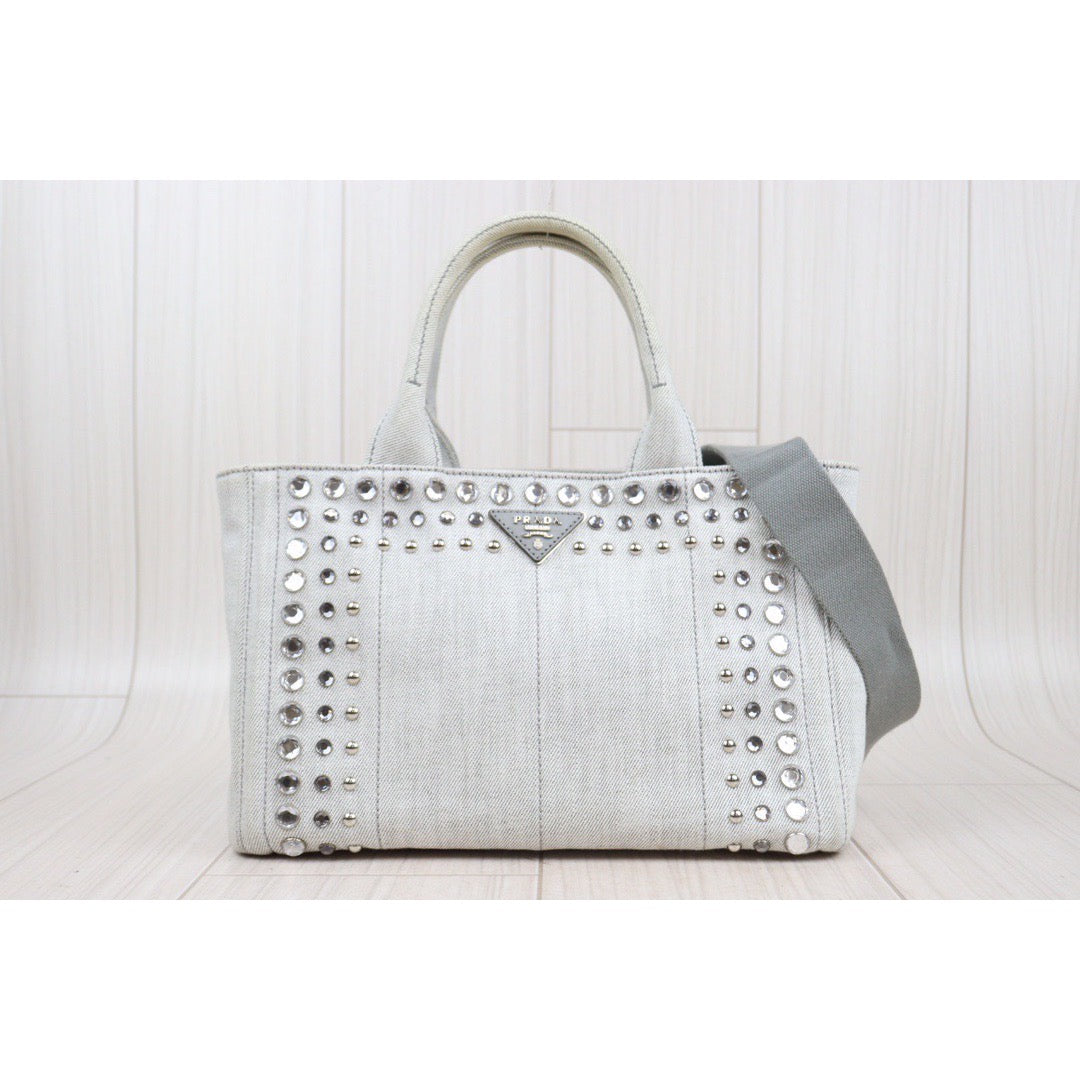 Rank AB ｜ PRADA Canvas Handbag Shoulder Bag White｜Q24030511