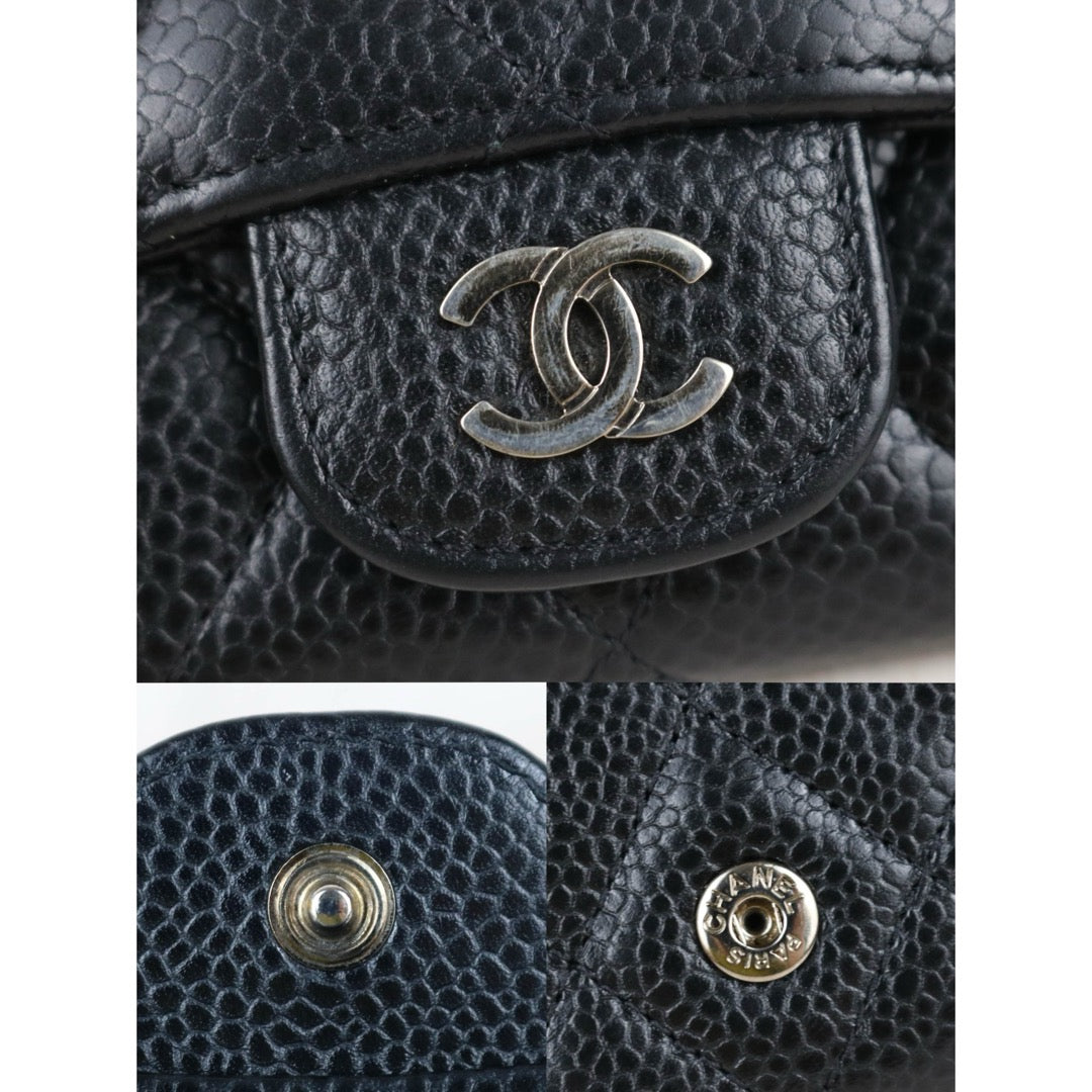 Include Entrupy Certificate of Authenticity｜Very Good ( Rank A)｜CHANEL Caviar Skin Black Card Holder Made In 2017Year｜S26060134