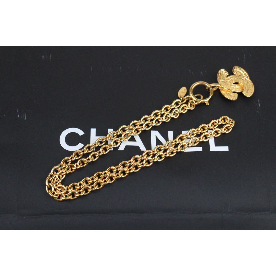 Rank A ｜ CHANEL Coco Mark 24K Gold Plated Necklace｜24011223