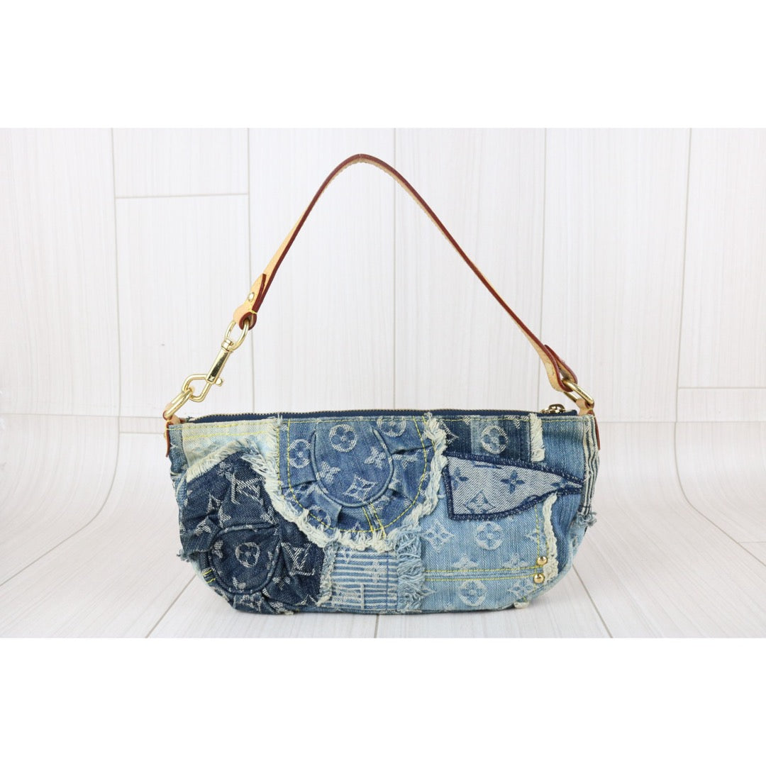Include Entrupy Certificate of Authenticity｜Good ( Rank AB)｜Louis Vuitton Monogram  Denim Patchwork Pouchy ShoulderBag  ｜Z26091508