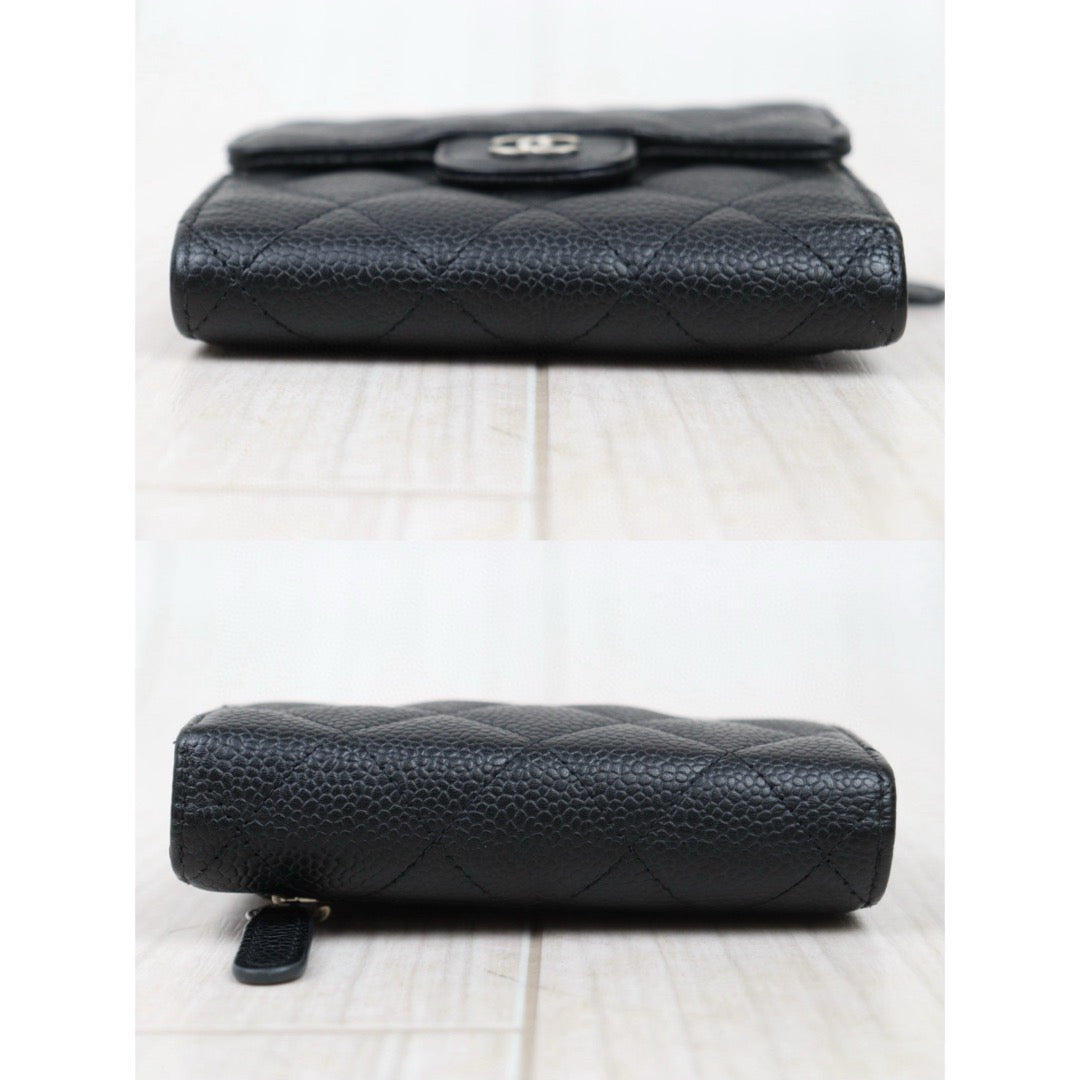 Good ( Rank AB)｜CHANEL Caviar Skin Leather Calf Leather  Wallet Black Made In 2018 Year｜S25021020
