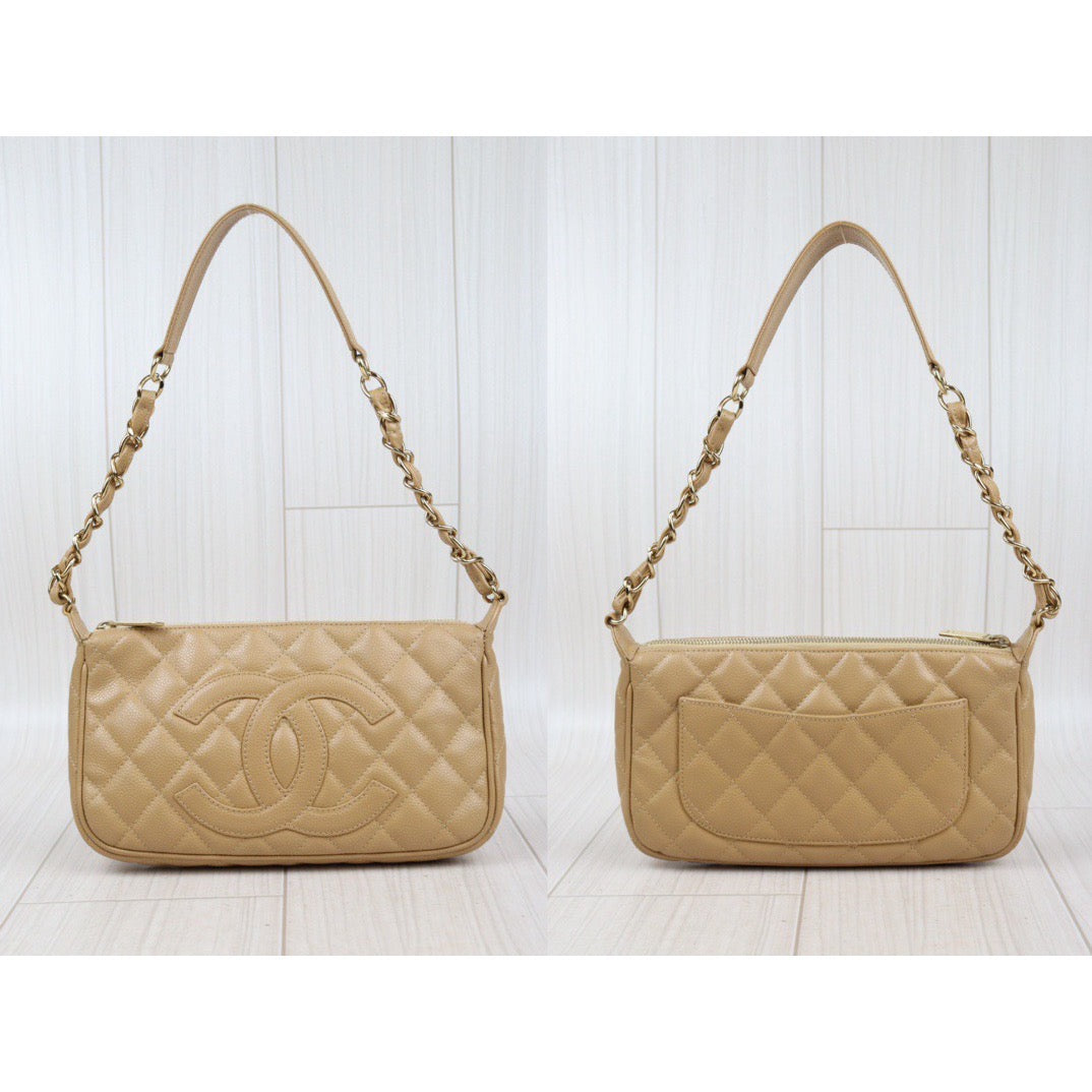 Rank A ｜ CHANEL Matrasse  Classic Chain Shoulder Bag Beige Made In 2003-2004 Year  ｜24020903