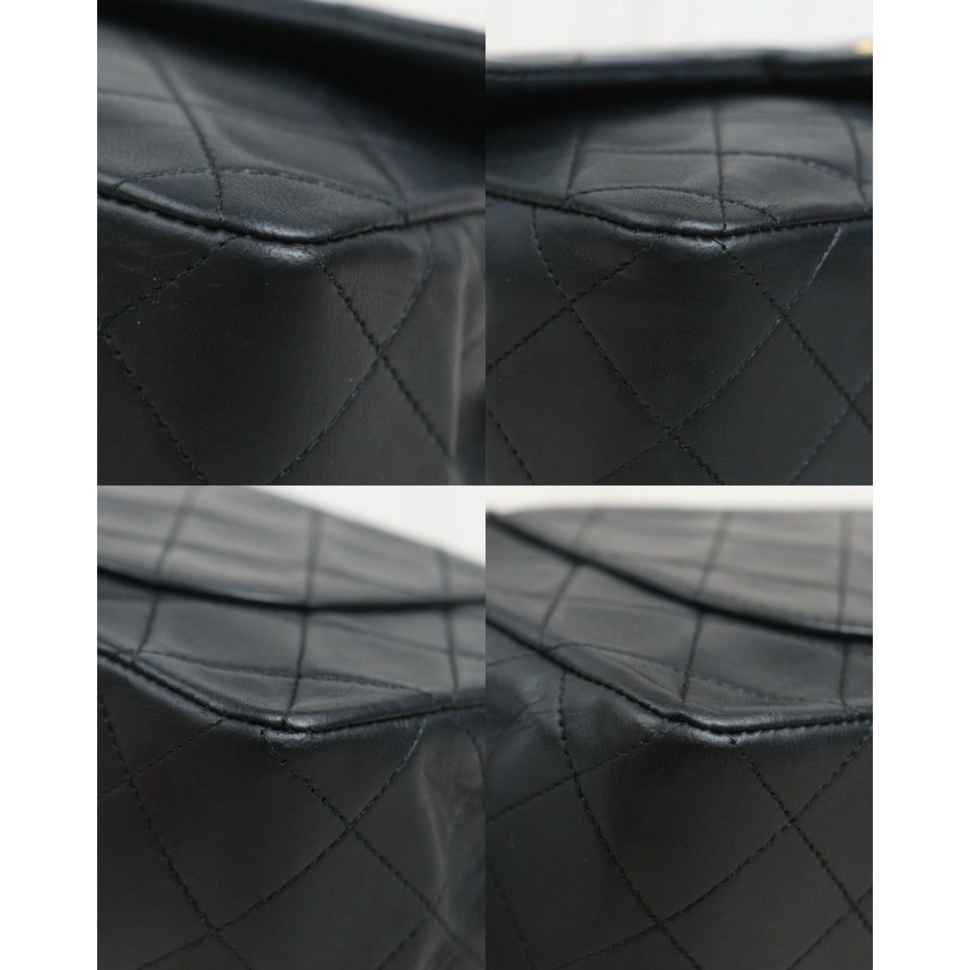 Include Entrupy Certificate of Authenticity｜Good ( Rank AB)｜ CHANEL Lamb Skin Matrasse Chain Double Flap 25 Shoulder Bag  Black Made In 1989-1991 Year｜S26083009