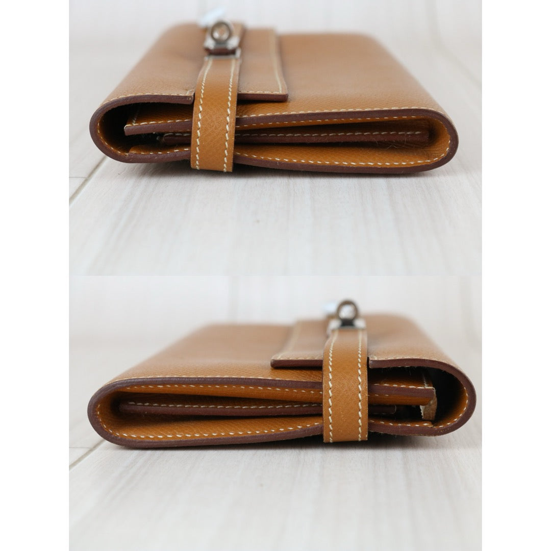Good ( Rank AB)｜ HERMES Epsom Kelly Wallet Golden Brown B Stamp Made In 2023 Year｜W25062102