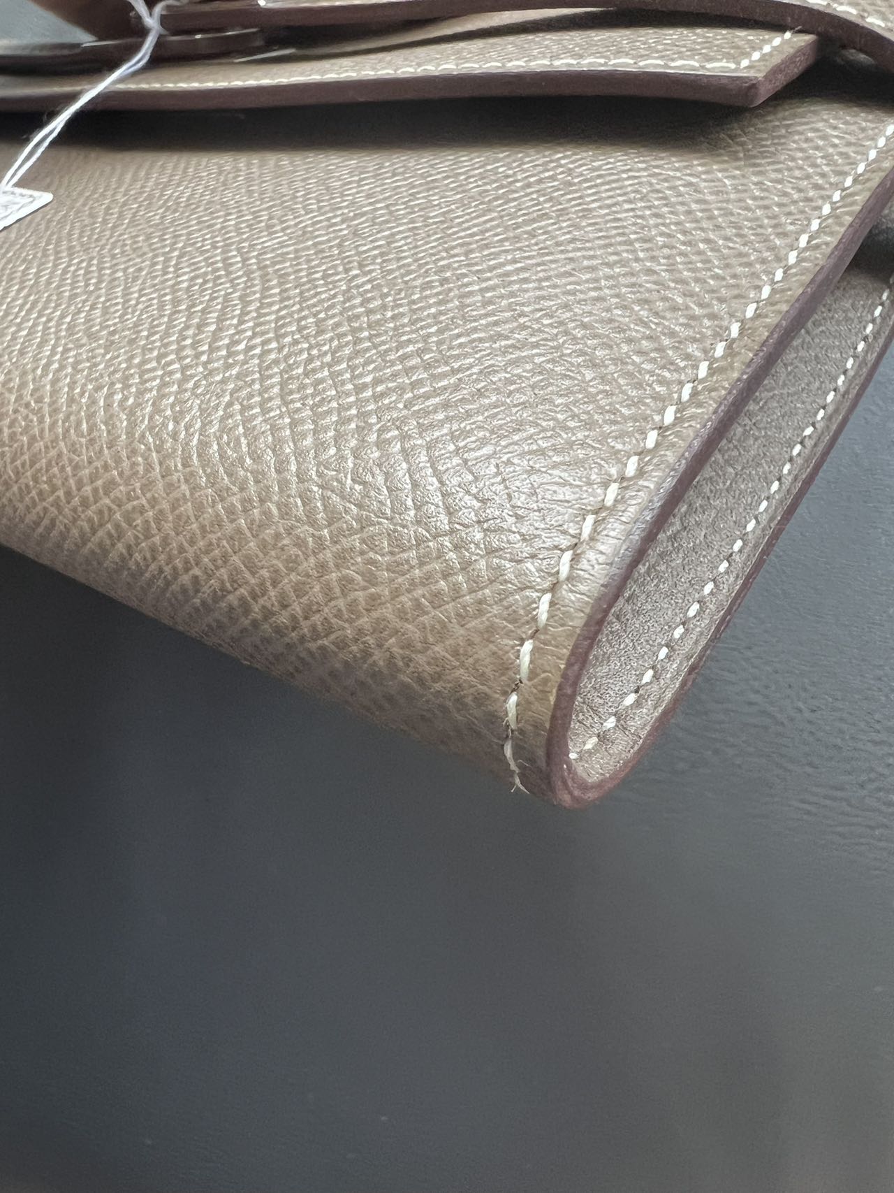 HERMES Epsom Kelly Wallet Gray C Stamp