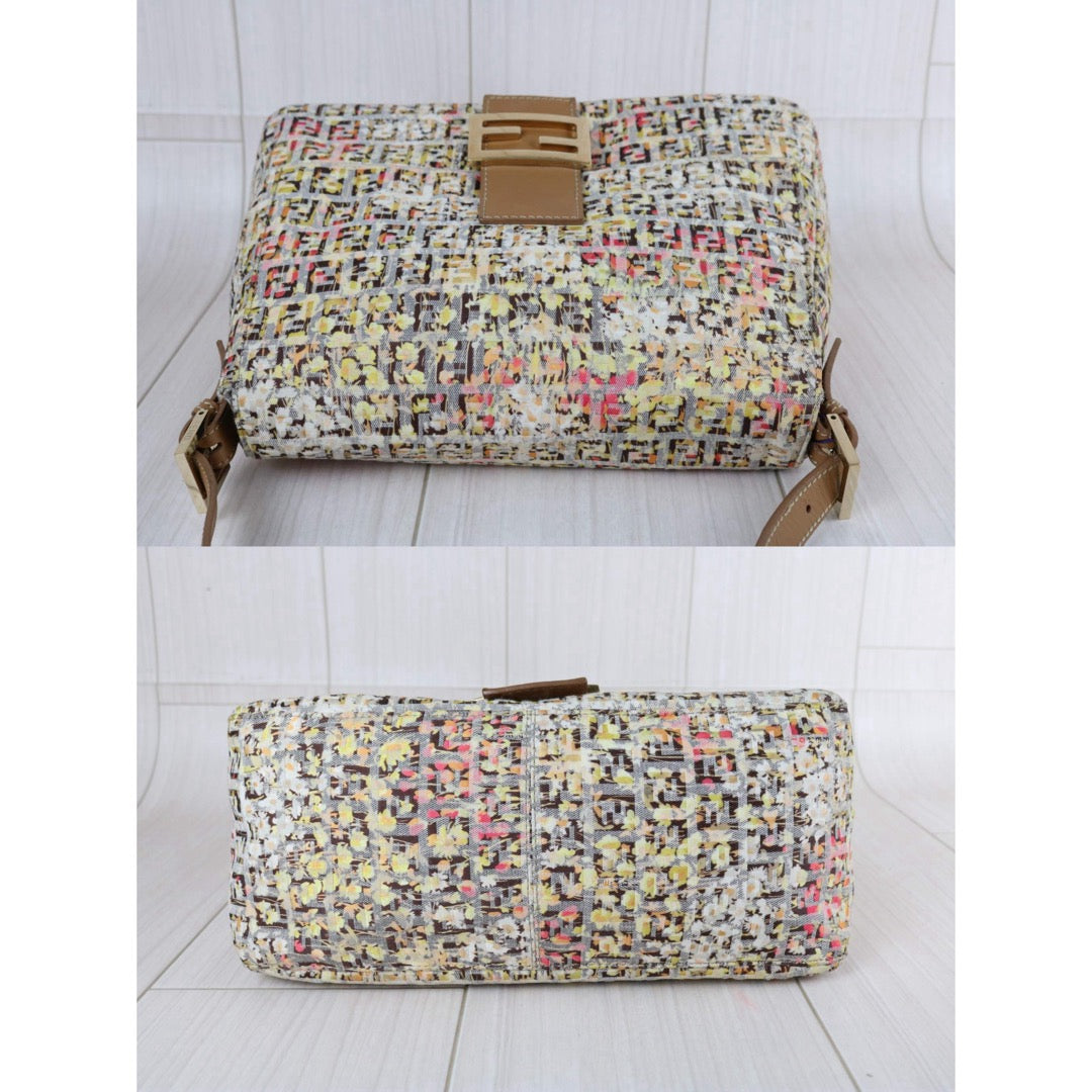 Include Entrupy Certificate of Authenticity｜Good ( Rank AB)｜ FENDI Zucca Mamma Baguette Floral Shoulder Bag Brown｜S26073108