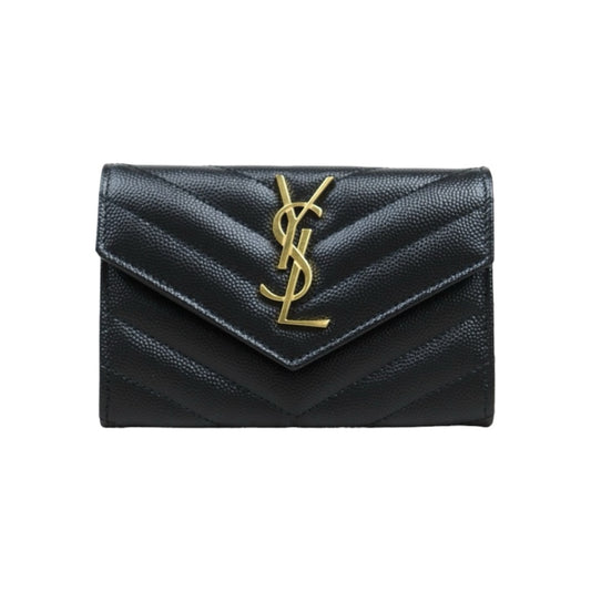 Excellent（Rank SA）｜  Saint Laurent YSL Caviar Skin Calf Leather Wallet Black｜25052908