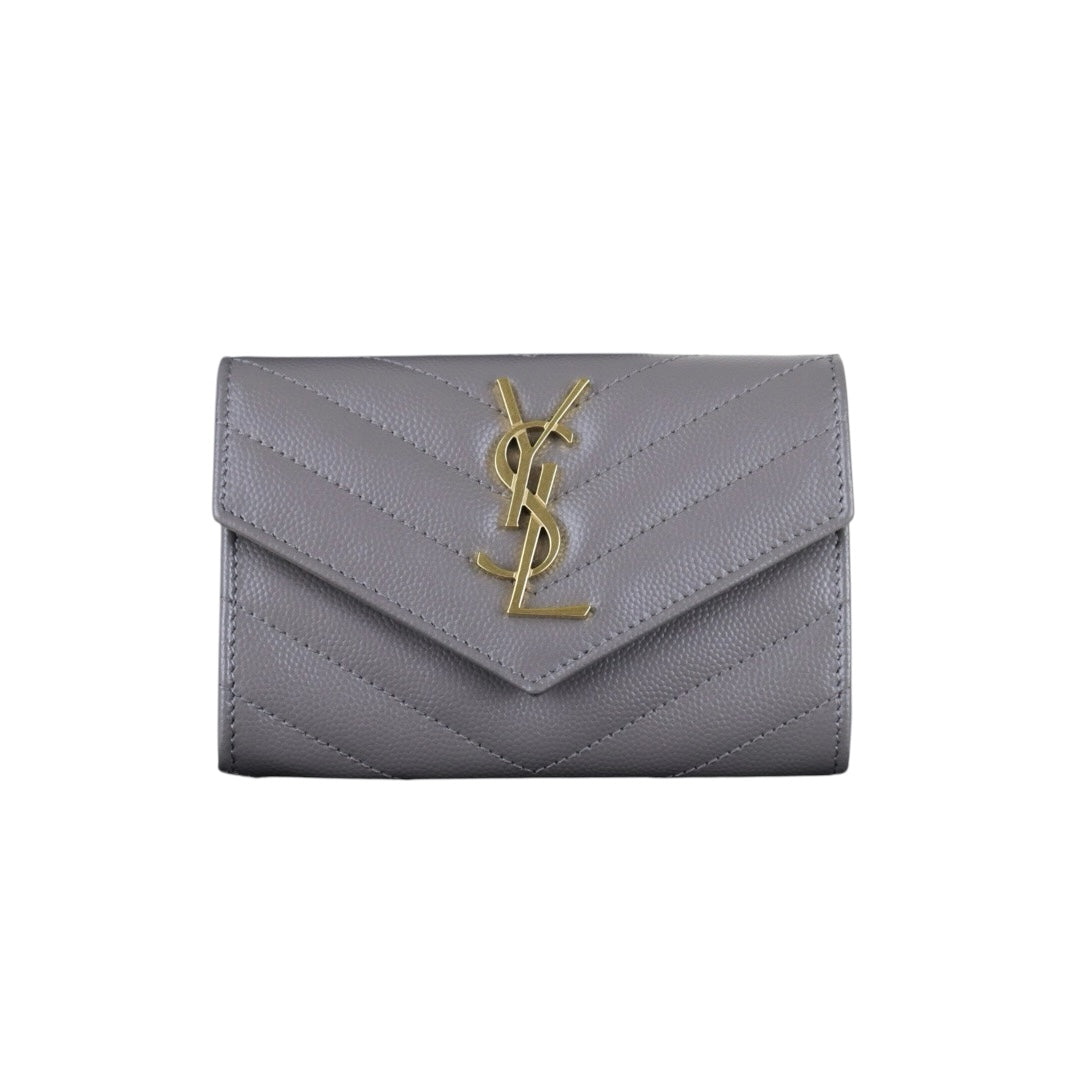 Excellent（Rank SA）｜Full Set  Saint Laurent YSL Caviar Skin Calf Leather Card Holder Etoupe｜S26013002