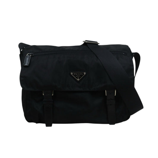 Very Good ( Rank A) ｜Prada  Nylon ShoulderBag Black Silver Hardware｜25101505