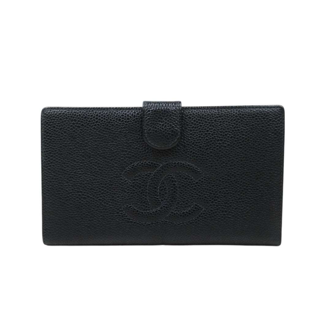 Good ( Rank AB)｜CHANEL Caviar Skin Black Long Wallet Made In 2000-2002 Year｜VT25030129