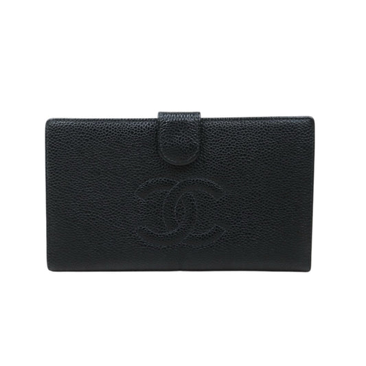 Good ( Rank AB)｜CHANEL Caviar Skin Black Long Wallet Made In 2000-2002 Year｜VT25030129