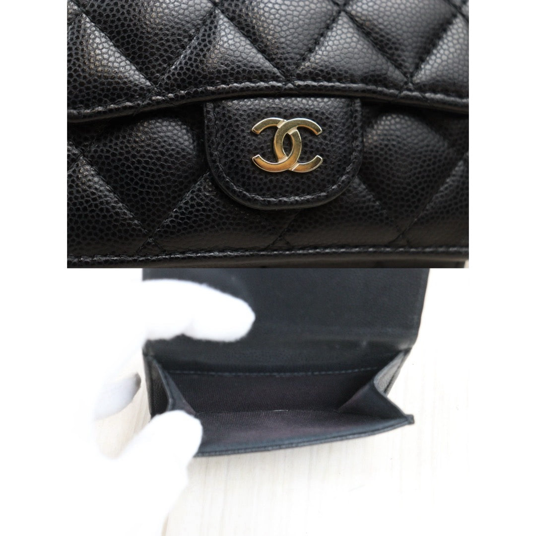 Good ( Rank AB)｜Chanel Caviar Skin Black Wallet Made In 2021-2022Year ｜25122510
