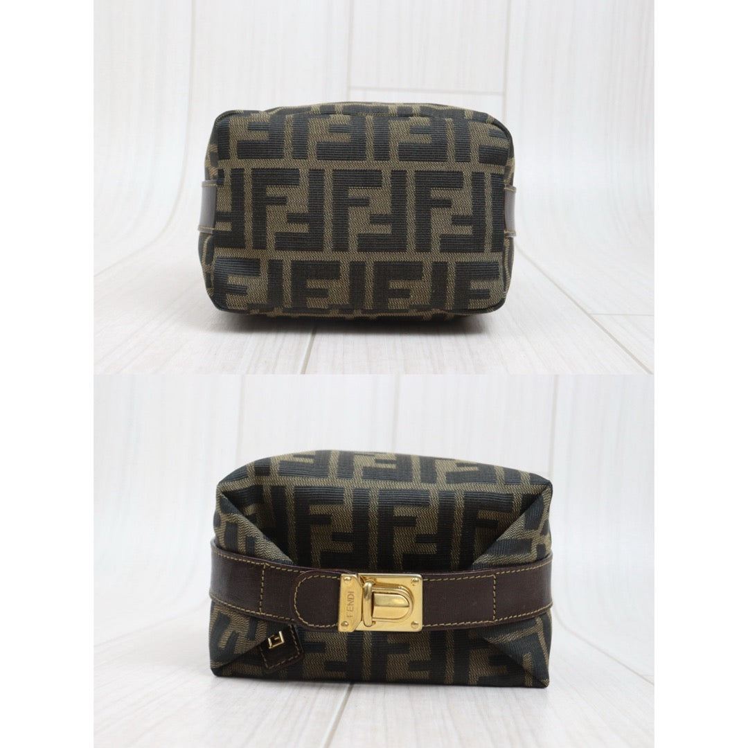 Include Entrupy Certificate of Authenticity｜Good ( Rank AB)｜ FENDI Zucca  Mini Vanity Pouch｜26101302