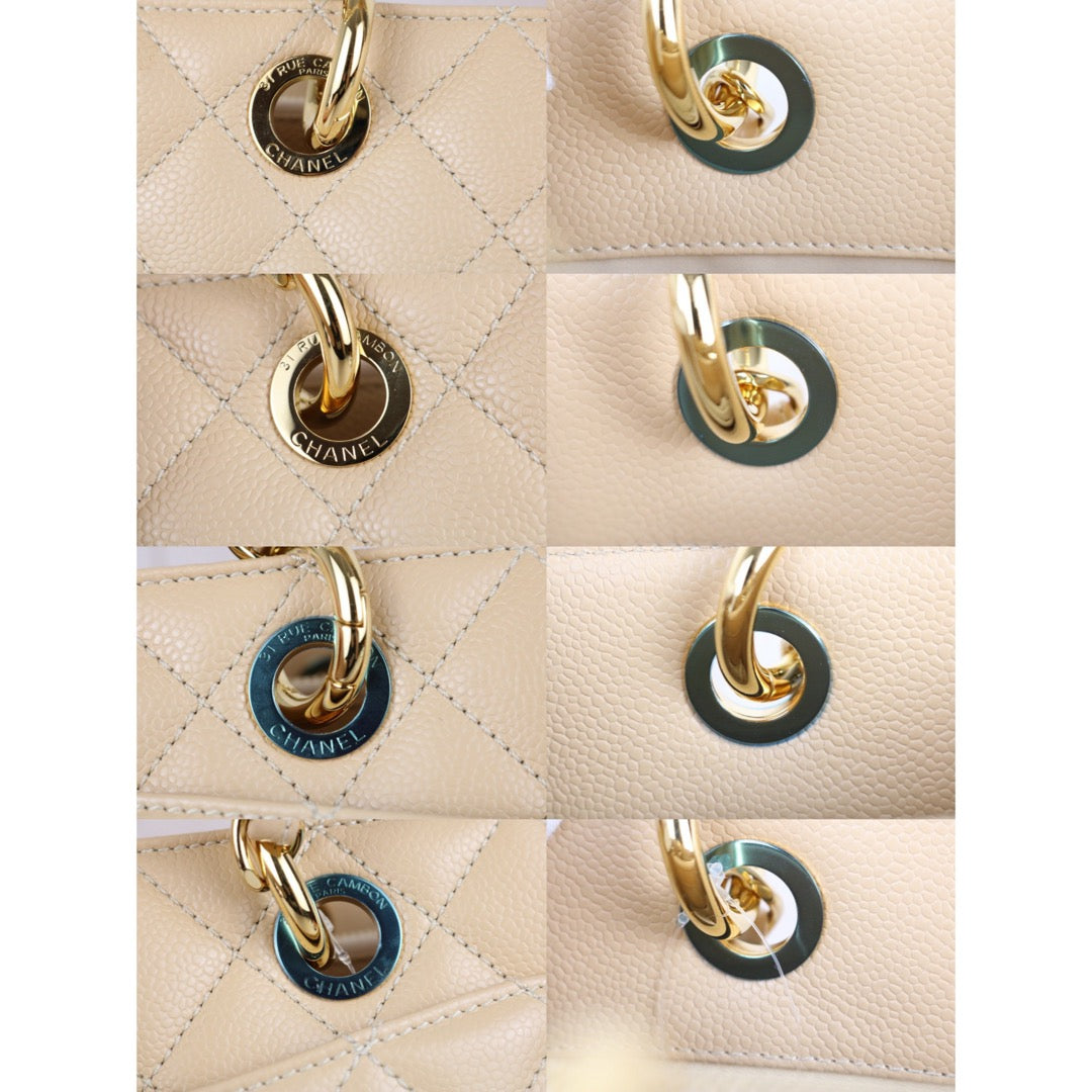 Include Entrupy Certificate of Authenticity｜Excellent( Rank SA) ｜ CHANEL Caviar Skin Matelasse Chain GST Tote Bag  Beige  Made In 2014Year｜X26100711
