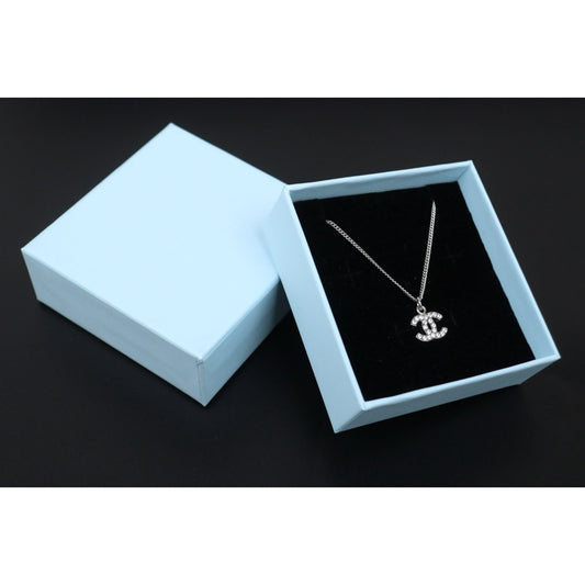 Very Good ( Rank A) ｜ CHANEL Coco Mark  Rhinestone Silver Necklace｜25121204