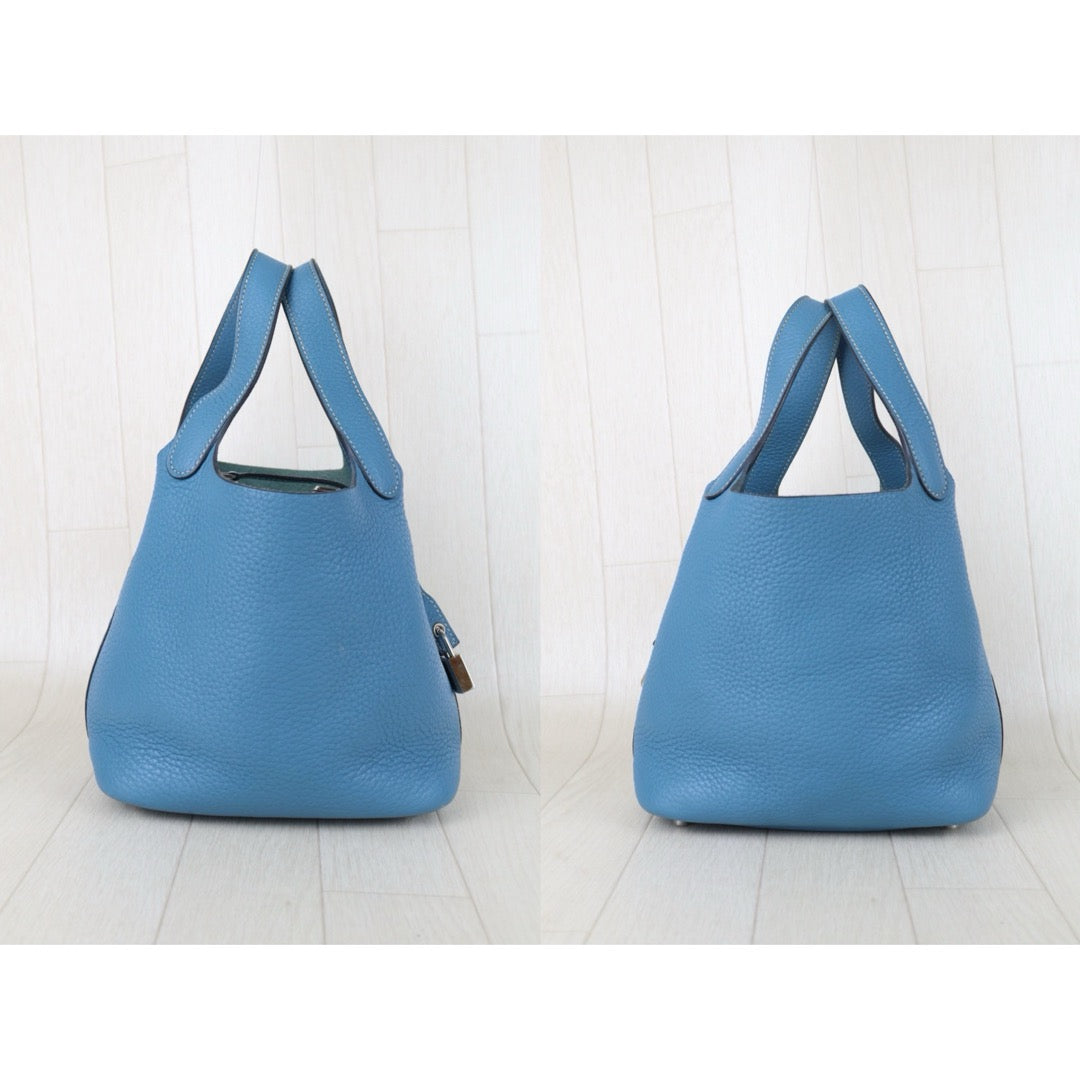 Good ( Rank AB)｜ Hermes Picotin Lock 18 TC Leather HandBag Blue T Stamp Made In 2015 Year｜H25081802