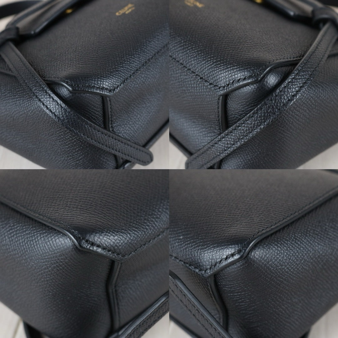 Good ( Rank AB)｜CELINE Calf Leather Belt Pico Handbag Shoulder Bag Black｜X25092807