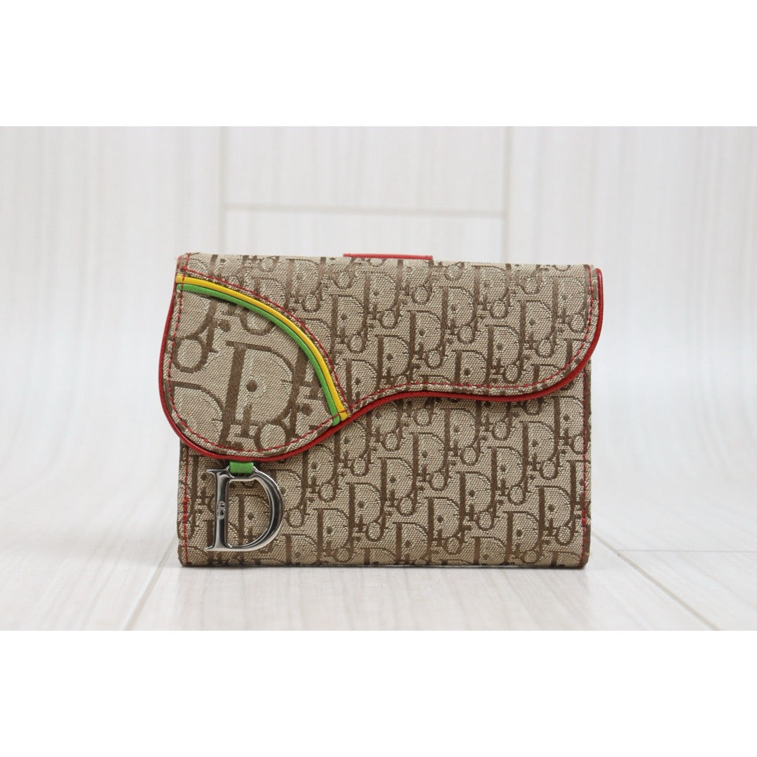 Include Entrupy Certificate of Authenticity｜Very Good ( Rank A)｜Dior Trotter Rasta Saddle Wallet ｜26101407