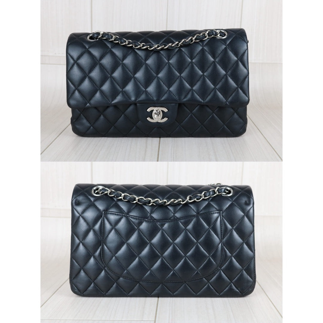 Include Entrupy Certificate of Authenticity｜Very Good ( Rank A)｜ CHANEL Lamb Skin Matrasse Chain Double Flap 25 Shoulder Bag  Black Made In 2021-2022Year｜S26052207