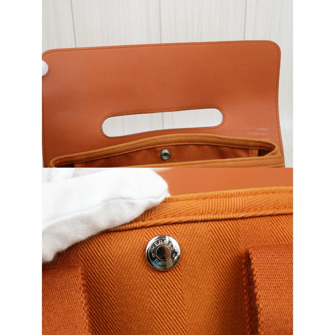 Include Entrupy Certificate of Authenticity｜Good ( Rank AB)｜ HERMES Valparaiso  Orange Canvas Hand Bag  PM｜26061811